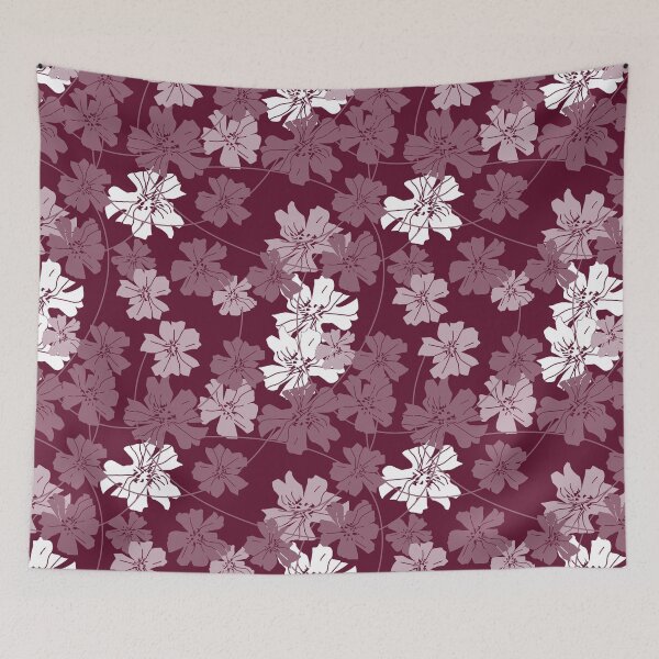 Item preview, Flowers and tendrils - white - dark red designed and sold by kobyakov.