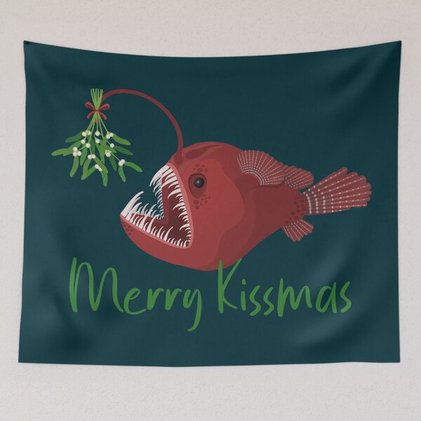 Item preview, Merry kissmas anglerfish under the mistletoe designed and sold by Tefra.