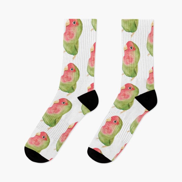 Item preview, Watercolor melon loverbird lovebird parrot bird pink and green designed and sold by L'Atelier Oranjade.