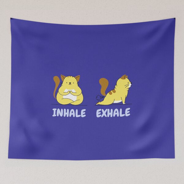 Item preview, Funny Yoga Cat design - Inhale Exhale designed and sold by BlascoShop.