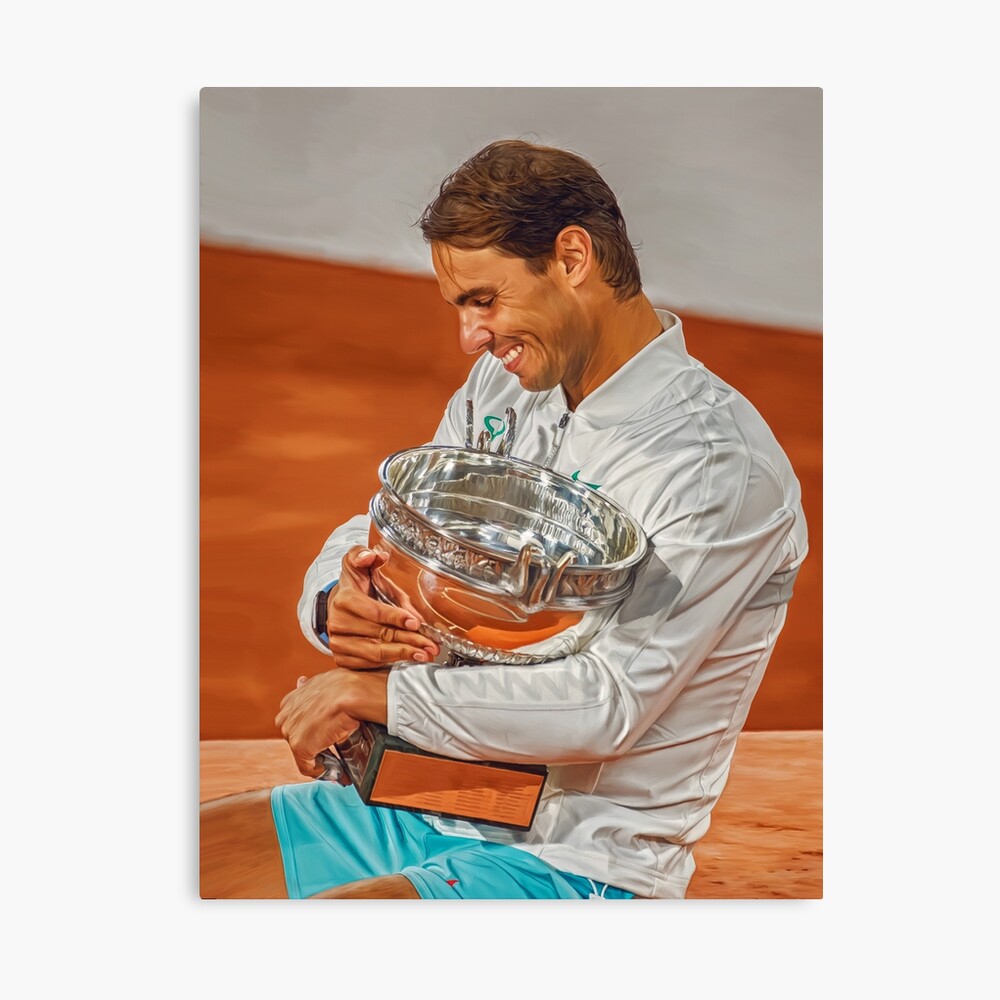 Exclusive Digital artwork print wall Poster Rafa Nadal as French Open Champion with Trophy Cup Tennis and Nadal fan gift.