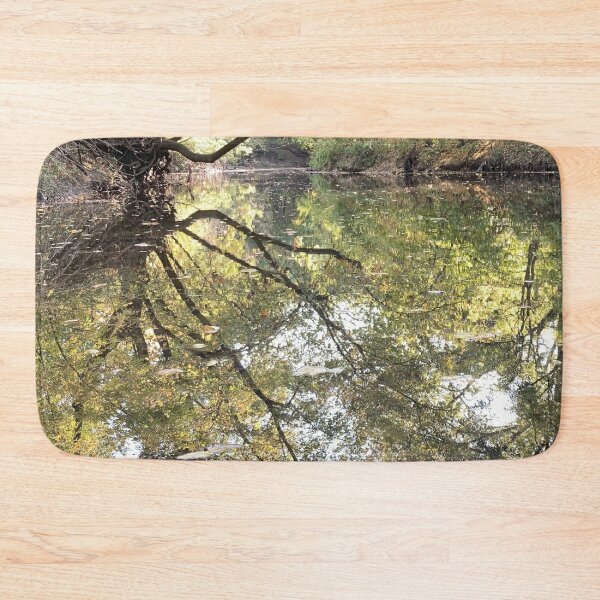 Item preview, Beautiful Creek With Near Perfect Mirroring Reflections in the Water - Indian Creek in Overland Park designed and sold by Zen  Goat.