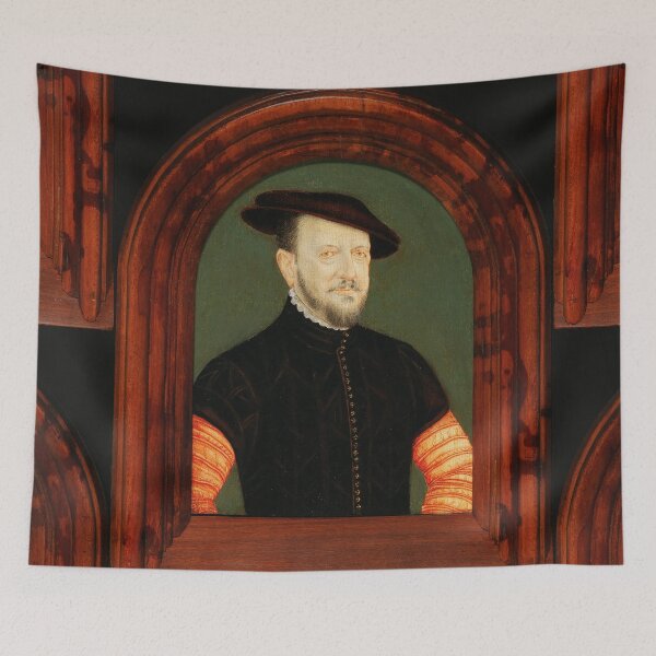 Item preview, Creepy Tudor Era Gentleman portrait art - franzoesischer hofkuenstler spaetes designed and sold by Vintage Designs +.