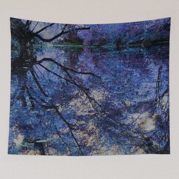 Item preview, Fantasy Nature Scene with Blue and Purple Artistic Foilage Reflecting in the Water designed and sold by Zen  Goat.
