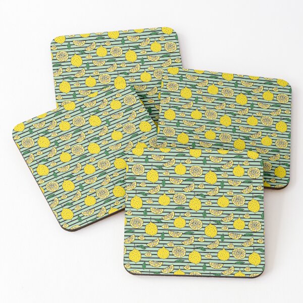 Item preview, Adorable Yellow Lemon Pattern - stripes and blue background designed and sold by siddeshpansare.