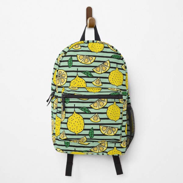 Item preview, Adorable Yellow Lemon Pattern - stripes and blue background designed and sold by siddeshpansare.