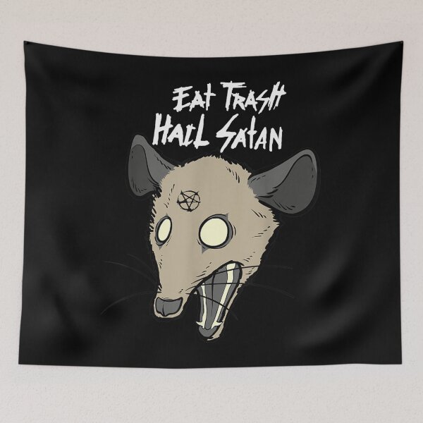 Item preview, Eat Trash Hail Satan Funny Occult Possum Satanic Pentagram designed and sold by JanelAmico.