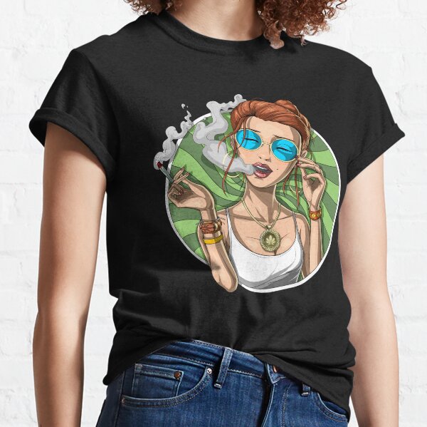 Stoner Girl Smoking Weed Classic T-Shirt
