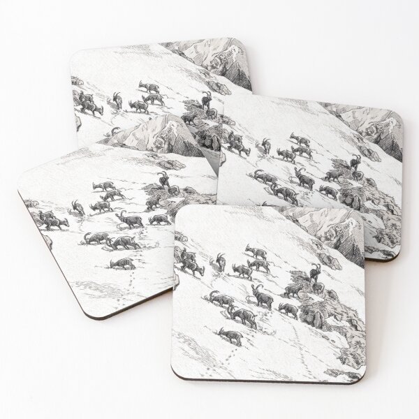 Item preview, Capra Ibex group in snow designed and sold by SakalDesign.
