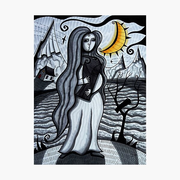 Woman with Crow (/Raven) ... dk2020oct14a Photographic Print