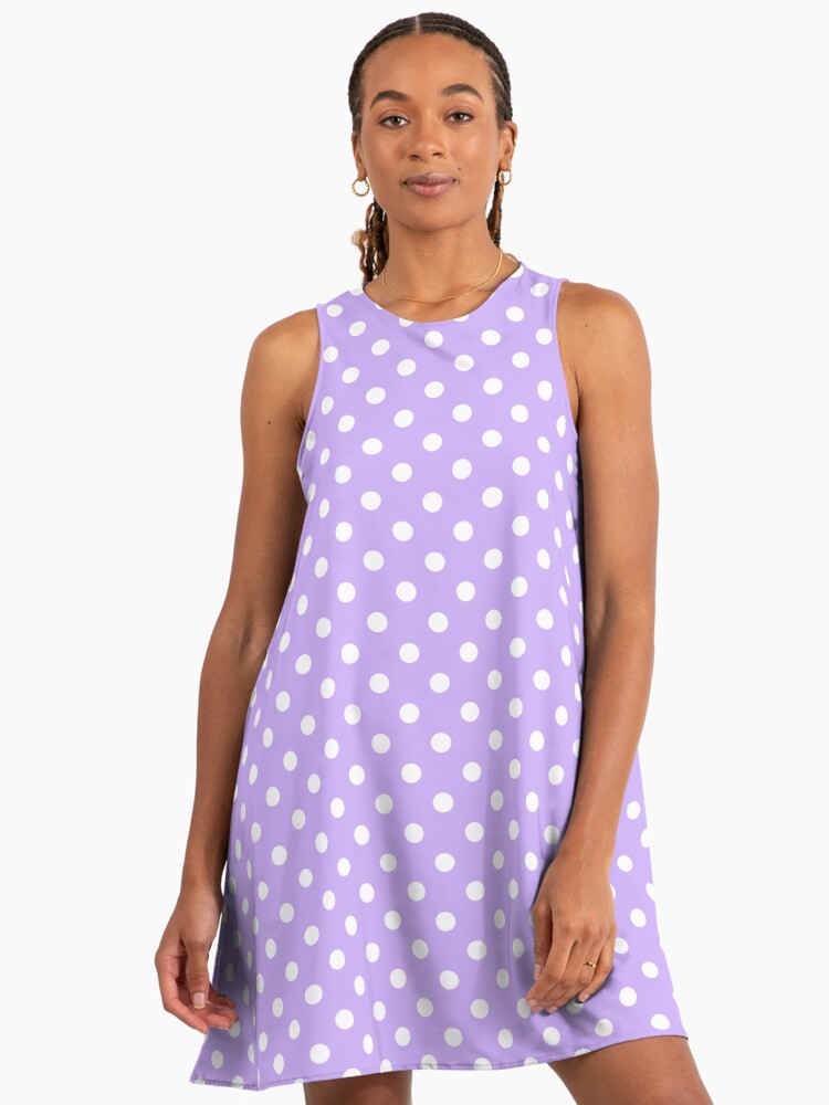 Light Purple And White Polka Dots Pattern Polka Dots A-Line Dress