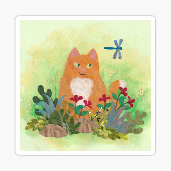 Tabby Cat in the Garden Sticker