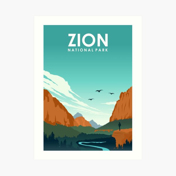 Zion National Park Utah Travel Poster Art Print