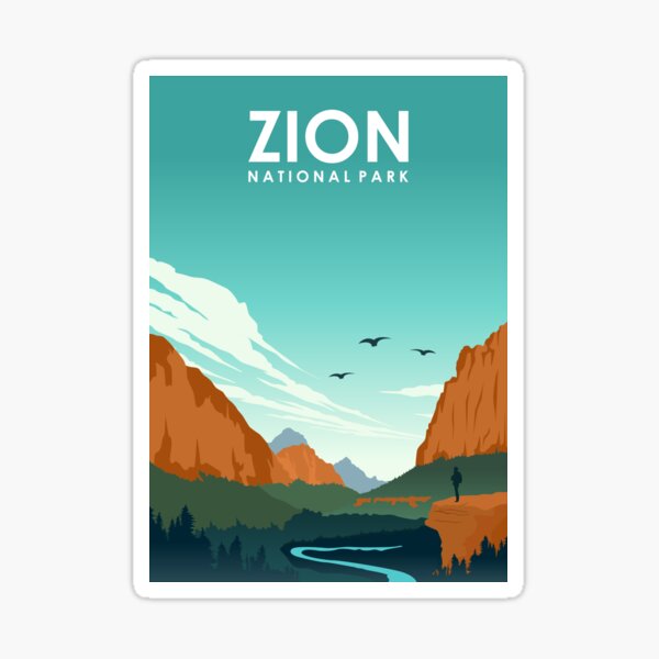 Vista previa del artículo con la obra «Parque Nacional Zion Vintage Minimal Retro Viaje de Utah Póster», diseñado y vendido por Stadify.