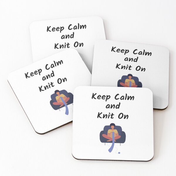 Item preview, Keep Calm and Knit On - Knitter in Yoga Pose designed and sold by Knitterty.