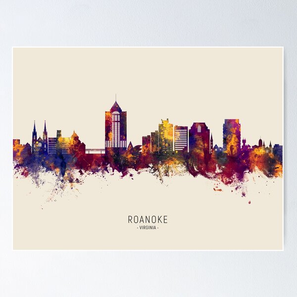 Item preview, Roanoke Virginia Skyline designed and sold by ArtPrints.