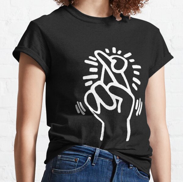 K.Haring Crossed Fingers Ink Drawing Classic T-Shirt