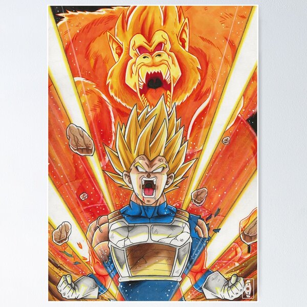 Vegeta Super Saiyan God Red / Blue Mash Up Poster, DBZ, NEW, USA