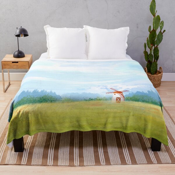 Item preview, Beautiful Watercolor Windmill Landscape designed and sold by Vector Scout Lab.
