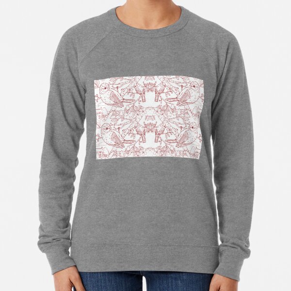 Blue Tit Toile de Jouy Inspired Red Lightweight Sweatshirt