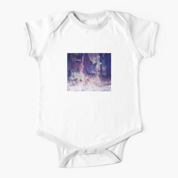 Purple Suds Acrylic Pour Painting Short Sleeve Baby One-Piece