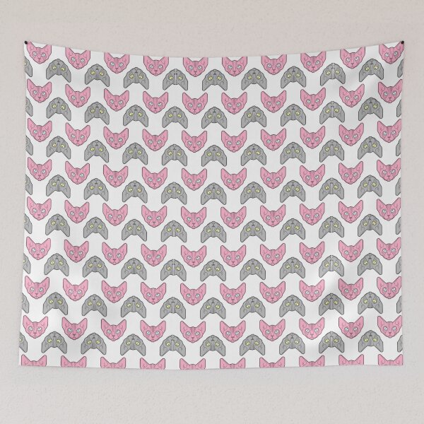 Item preview, Pink and Grey Sphinx Cat Pattern designed and sold by babypanda221.