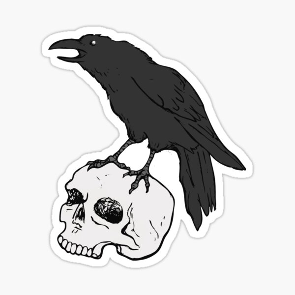 Raven familiar with skull Sticker