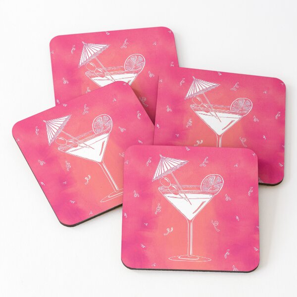 Item preview, Pink Fizz Cocktail with Umbrella Linocut designed and sold by Maddy Bennett.