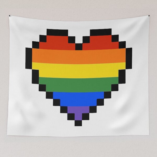 Item preview, Pixel Heart Rainbow Pride Flag (White Background) designed and sold by QueerShop.