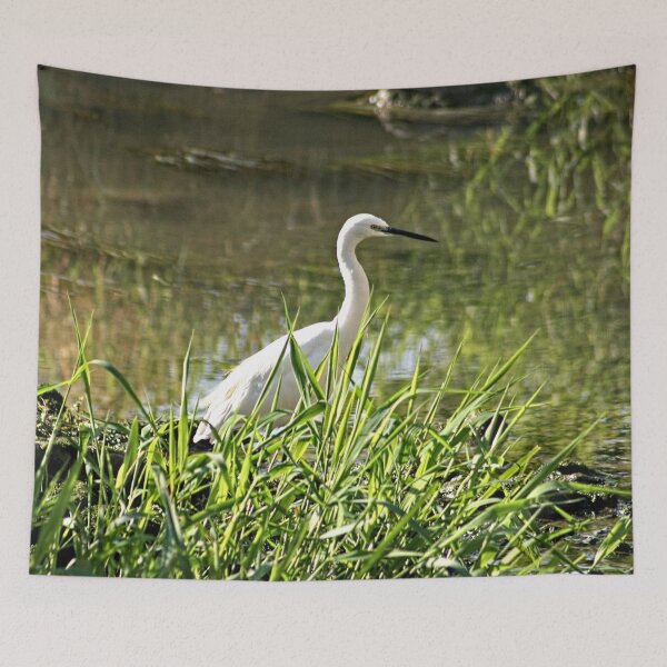Item preview, White Egret Wading Bird Wetland designed and sold by Anna Lemos.