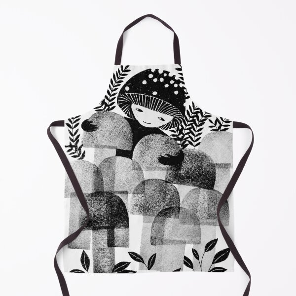 Item preview, black and white mushrooms ink illustration designed and sold by PinkNounou.
