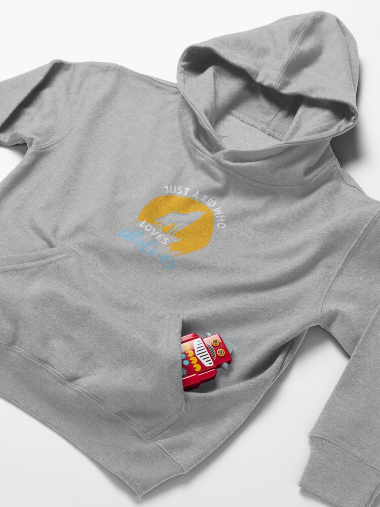 Alternate view of Just a Kid Who Loves Wolves Kids Pullover Hoodie