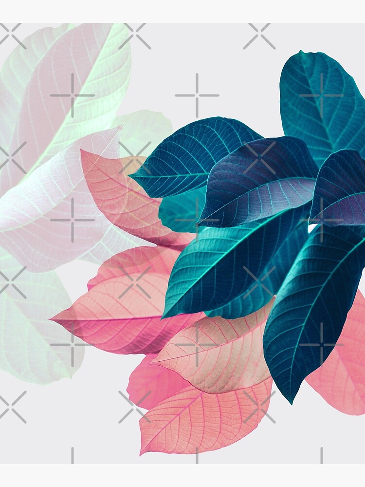 Blue Pink Plant Leaf by PrintsProject