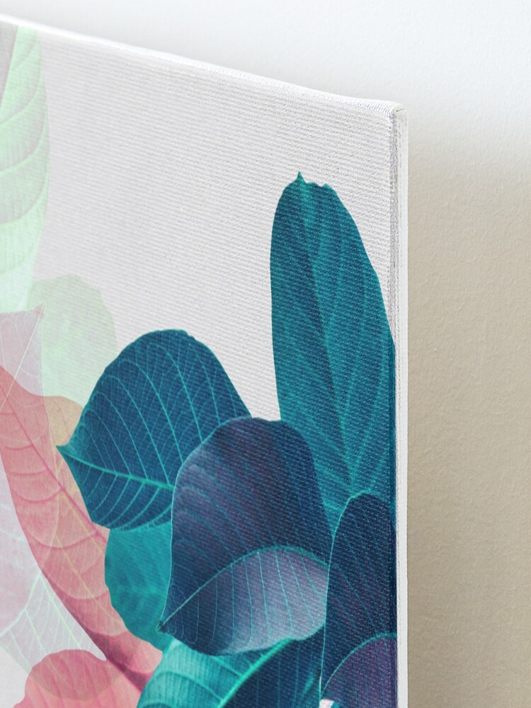 Alternate view of Blue Pink Plant Leaf Mounted Print