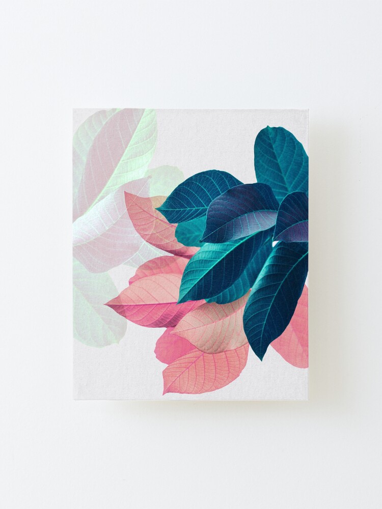 Alternate view of Blue Pink Plant Leaf Mounted Print