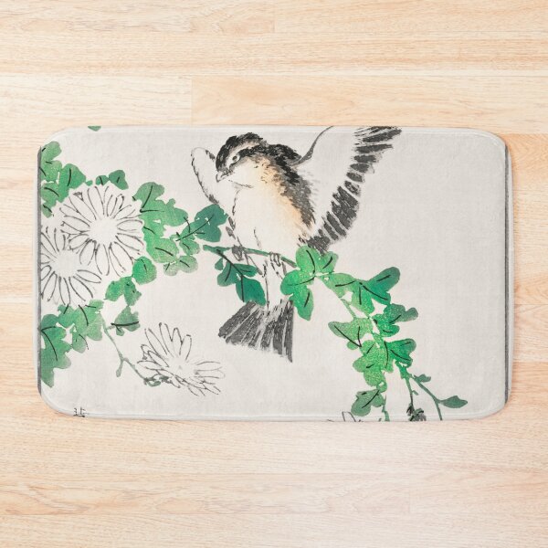 Item preview, narcissus flycatcher and chrysanthemum illustration 28511020787 designed and sold by Bird-Lore.