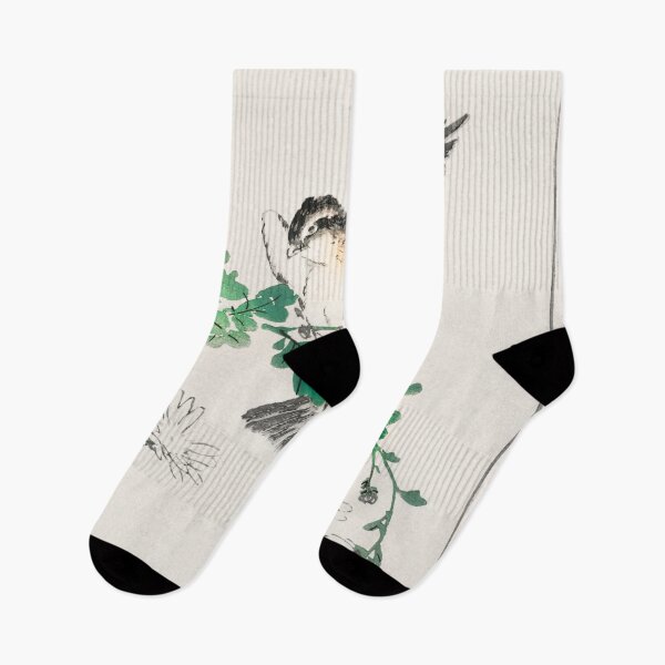 Item preview, narcissus flycatcher and chrysanthemum illustration 28511020787 designed and sold by Bird-Lore.