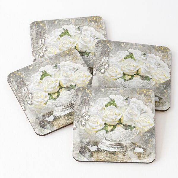 Item preview, Shabby Cottage Roses Gold Glitter designed and sold by Sasha Art Gallery.