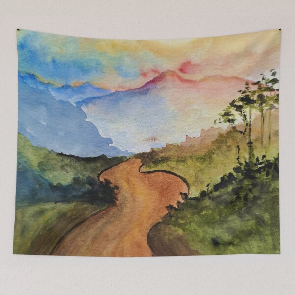 Item preview, african road watercolor painting designed and sold by artjojo.