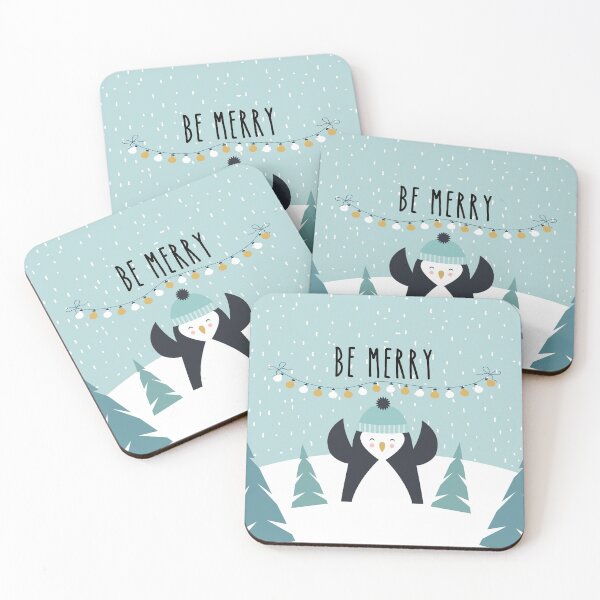 Item preview, Winter Wonderland "Be Merry" Cute Little Snow Covered Woodland Penquin designed and sold by infinitygrafix.