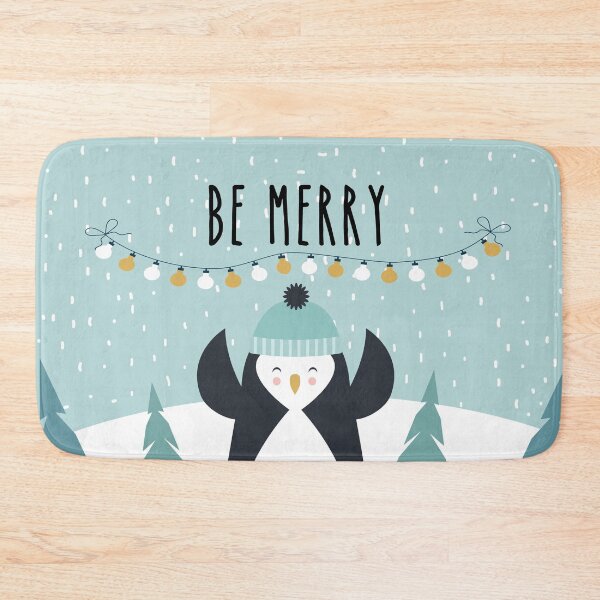 Item preview, Winter Wonderland "Be Merry" Cute Little Snow Covered Woodland Penquin designed and sold by infinitygrafix.