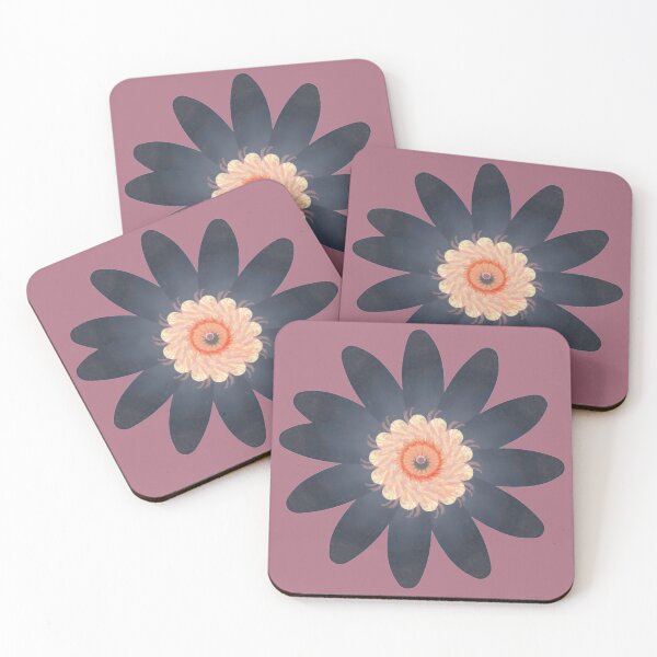 Item preview, Late Summer Bloom With Dark-Blue Petals on Dark Pink designed and sold by Latoblooms.