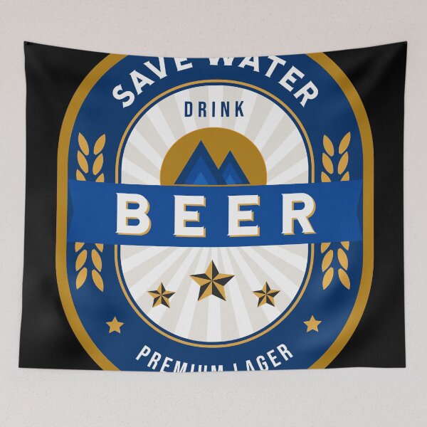 Item preview, Save Water Drink Beer on Beer Label designed and sold by Uppercase Tees.