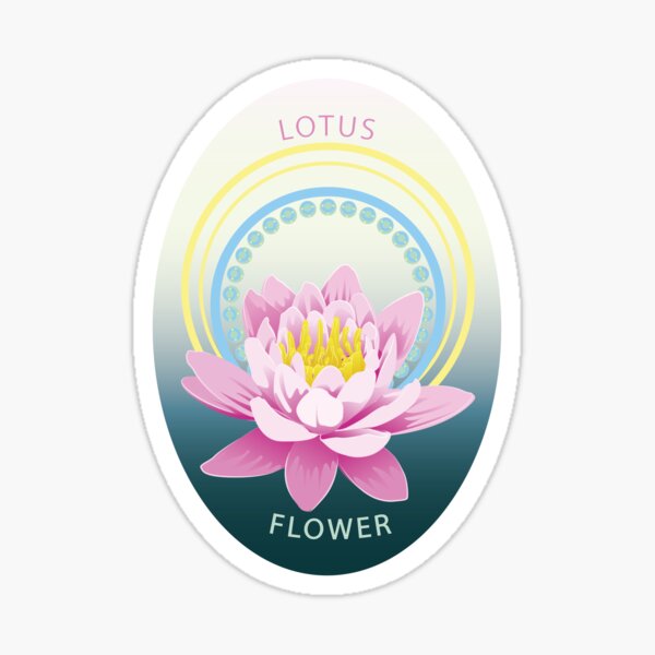 Colorful and Calm Lotus Flower Oval Vector Art Sticker