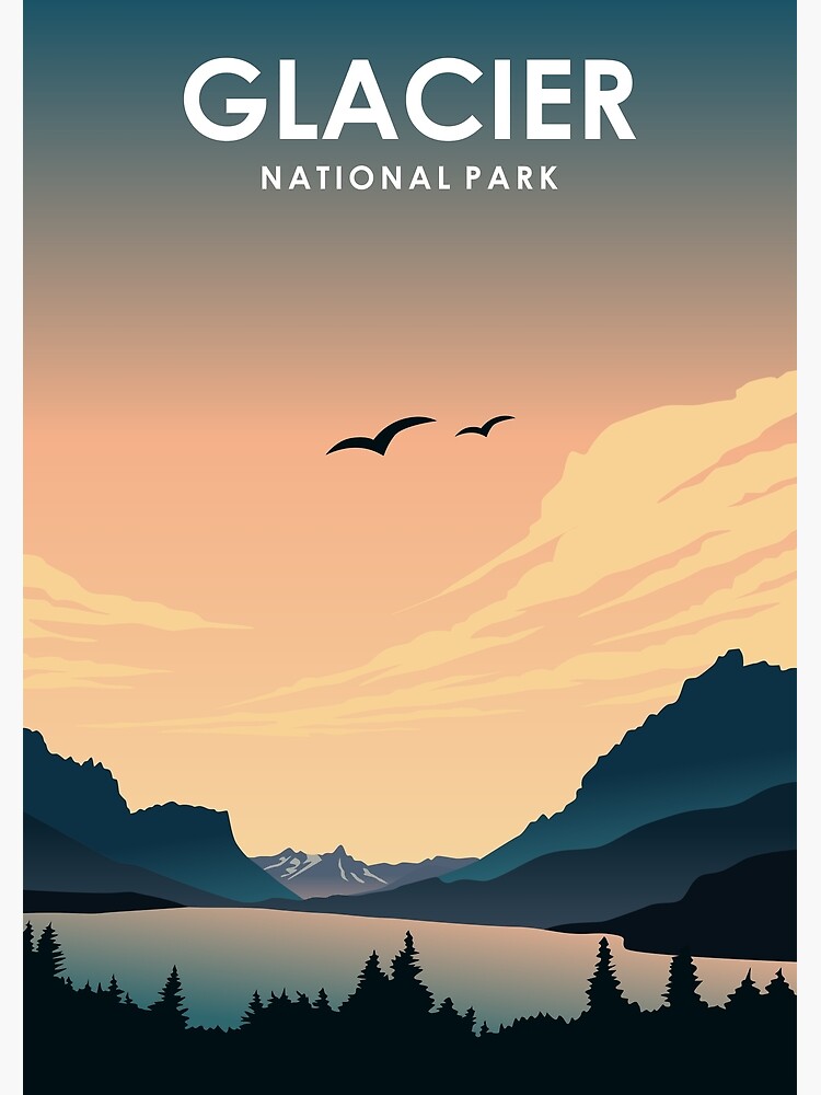 Glacier National Park Travel Poster Poster For Sale By Jornvanhezik Redbubble 7008