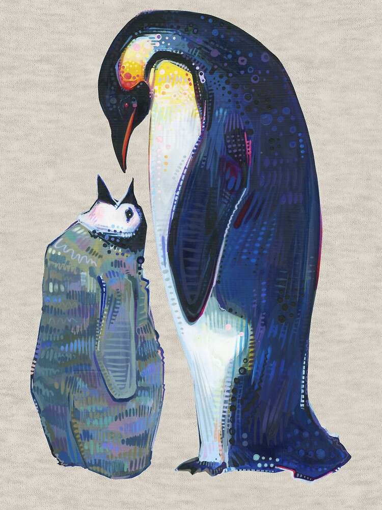Emperor Penguin Baby and Parent Painting - 2012 by gwennpaints