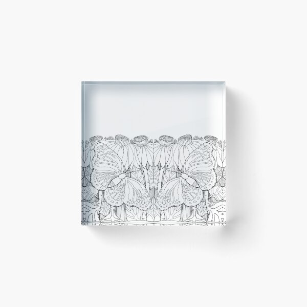 Item preview, Butterflies and Cone Flowers in Black and White designed and sold by WatersEdgeGal.