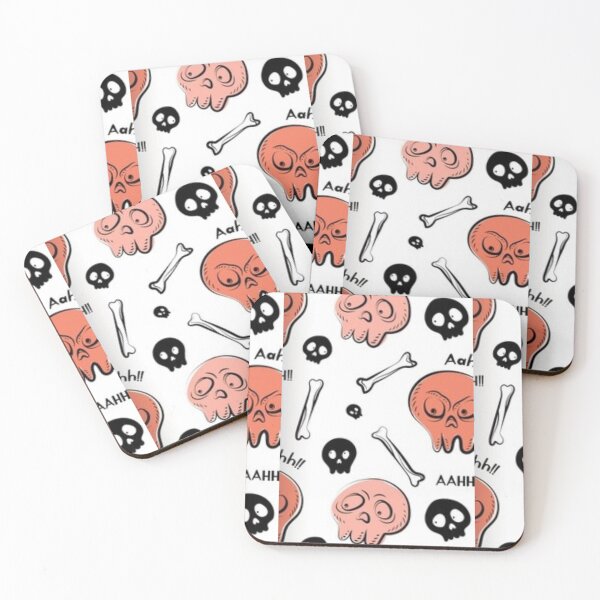 Item preview, Skull monsters, black, red, white, cute Halloween watercolor pattern, boo, witch, candy, bat, witch hat, pumpkin, latest Halloween bestselling, trending designed and sold by August-E.