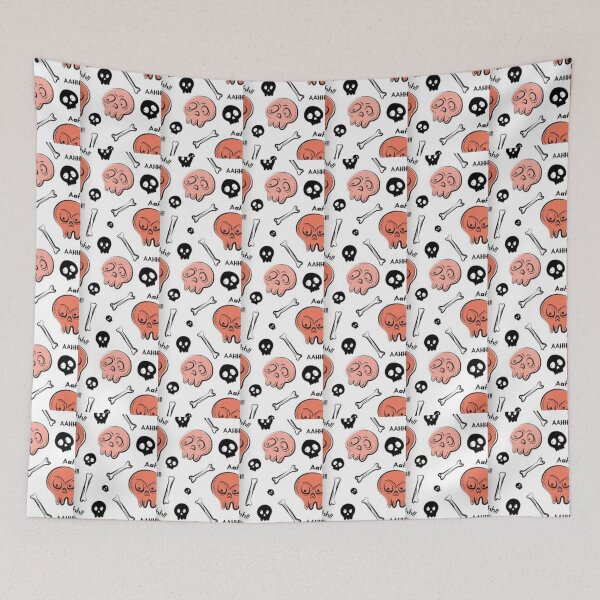 Item preview, Skull monsters, black, red, white, cute Halloween watercolor pattern, boo, witch, candy, bat, witch hat, pumpkin, latest Halloween bestselling, trending designed and sold by August-E.