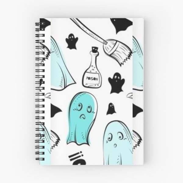 Item preview, Boo monsters, black, blue, white, cute Halloween watercolor pattern, boo, witch, candy, bat, witch hat, pumpkin, latest Halloween bestselling, trending designed and sold by August-E.